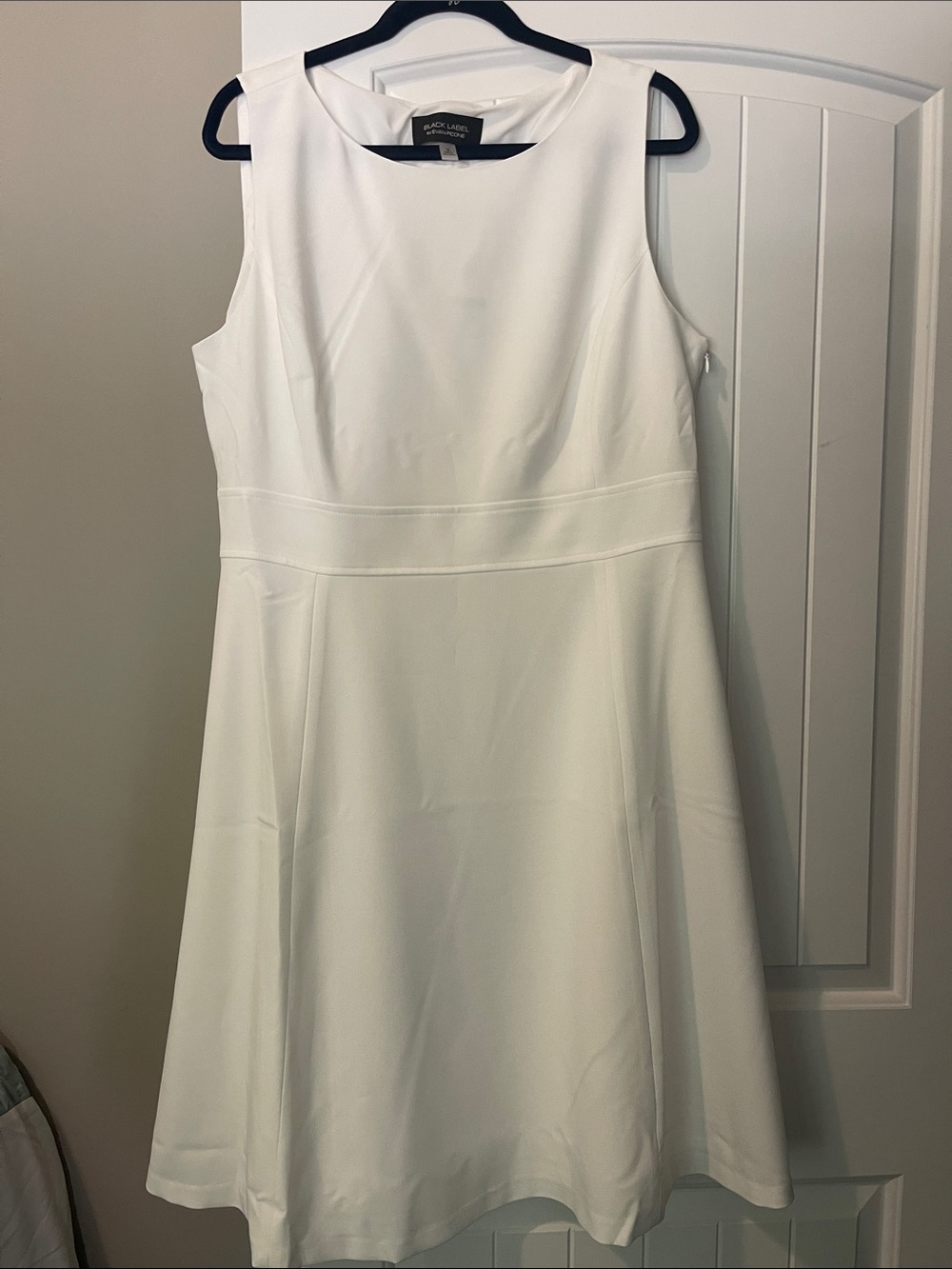 Black Label by Evan Picone White Sleeveless A-Line Midi Dress